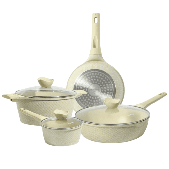 Carote 7-Piece Nonstick Pots and Pans with Lids, Induction Kitchen Cookware Set, Easy to Clean, Green
