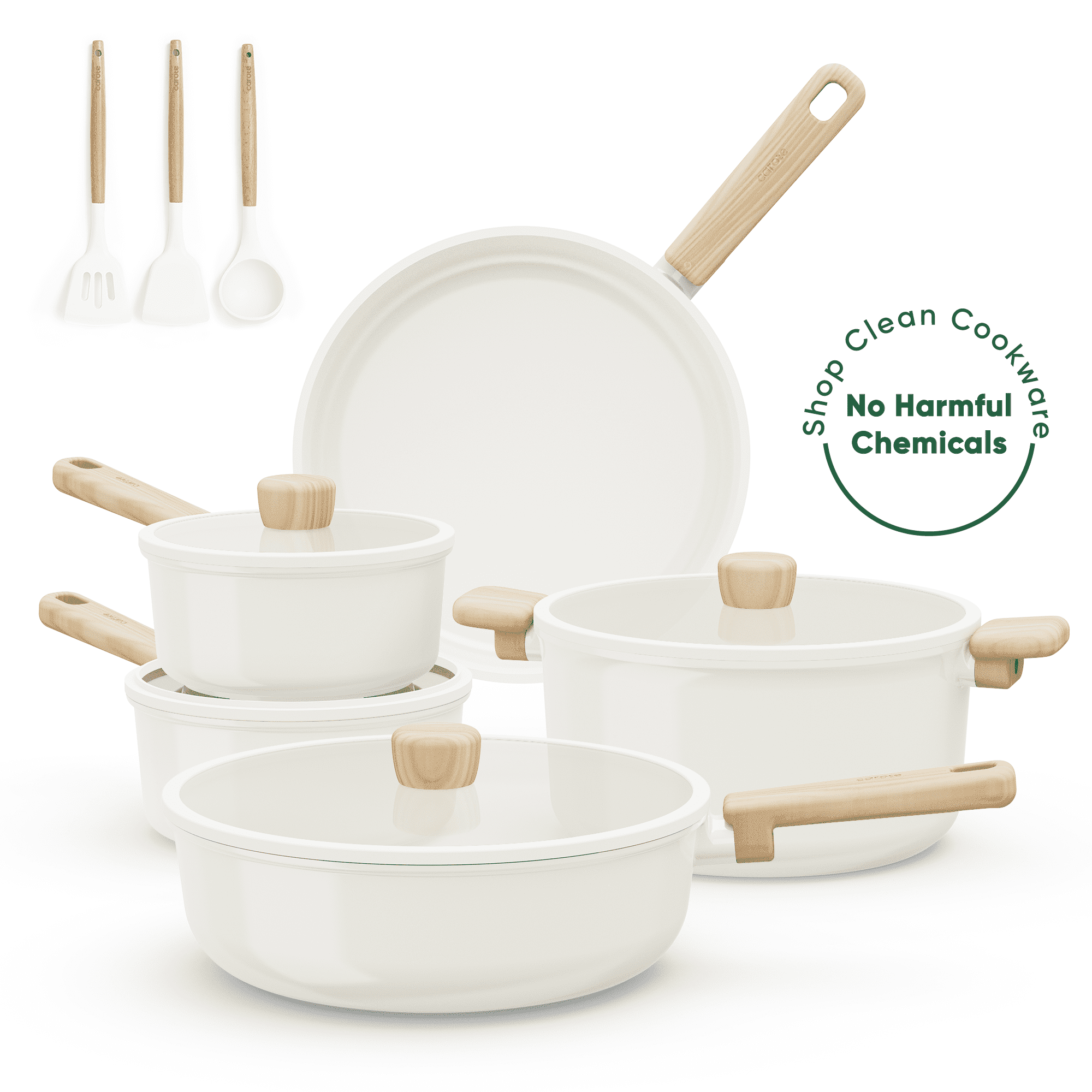 The Coupon deal of  Carote Ceramic Cookware Sets, 12 Pcs Non Toxic Pots and Pans, Induction Cookware, Cream White