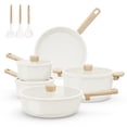 thumbnail image 1 of Carote Nonstick Ceramic Cookware Set 12-Piece,Kitchen Pots and Pans Set,Stay-Cool Handles,Induction Compatible,Cookware Set for RV and Camping,White, 1 of 7