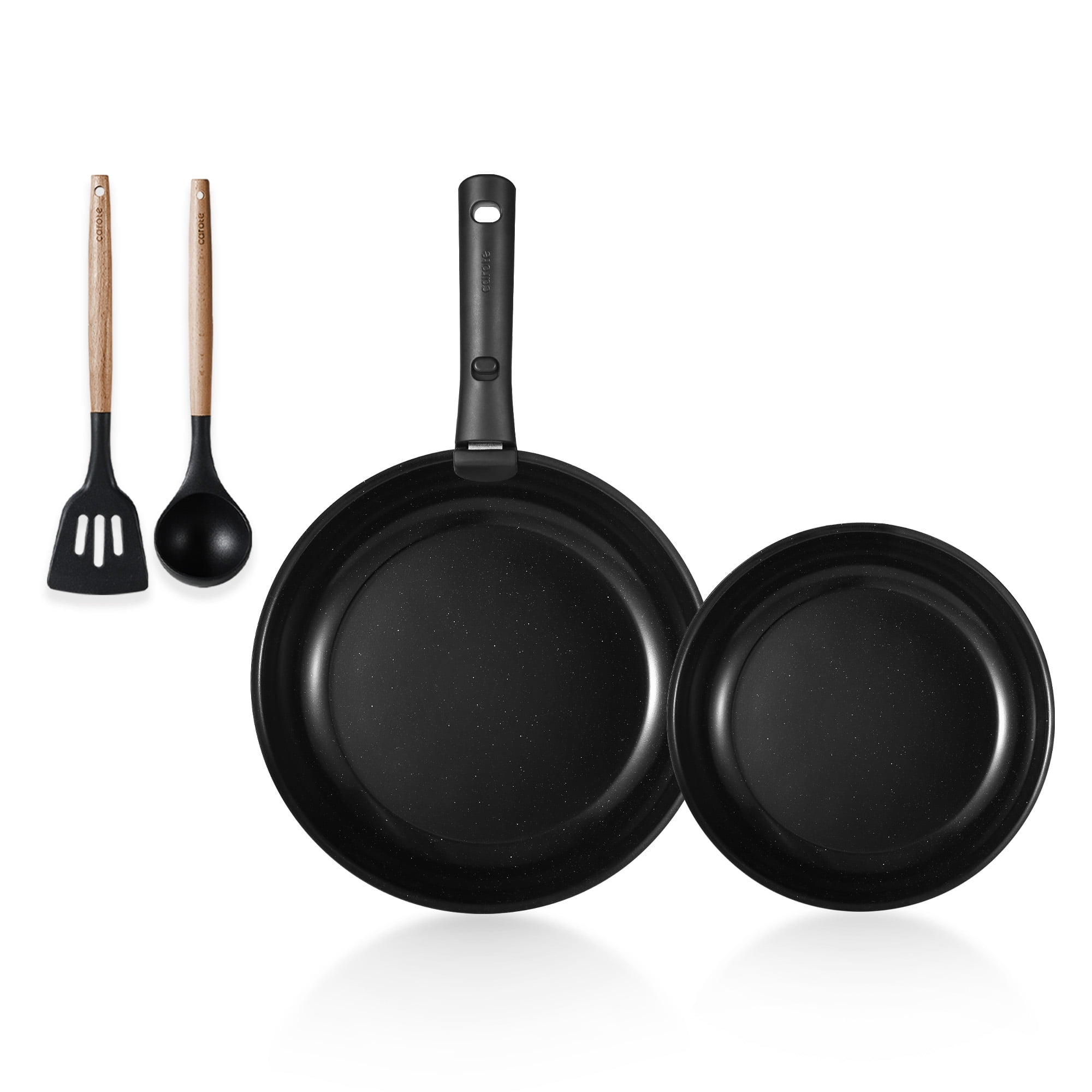 Carote Ceramic Cookware Sets, 5 Pcs Pots and Pans Set with Detachable Handle, Black