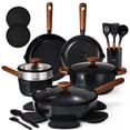 thumbnail image 1 of CAROTE 21-Piece Ceramic Cookware Set, Nonstick Pots and Pans with Steamer, Induction Compatible, Black, 1 of 8