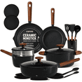 thumbnail image 1 of CAROTE 21-Piece Ceramic Cookware Set, Nonstick Pots and Pans with Steamer, Induction Compatible, Black, 1 of 9