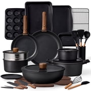 CAROTE 35-Piece Nonstick Cookware Set, Pots and Pans Set with Detachable Handle, Induction Compatible, Oven & Dishwasher Safe, Black