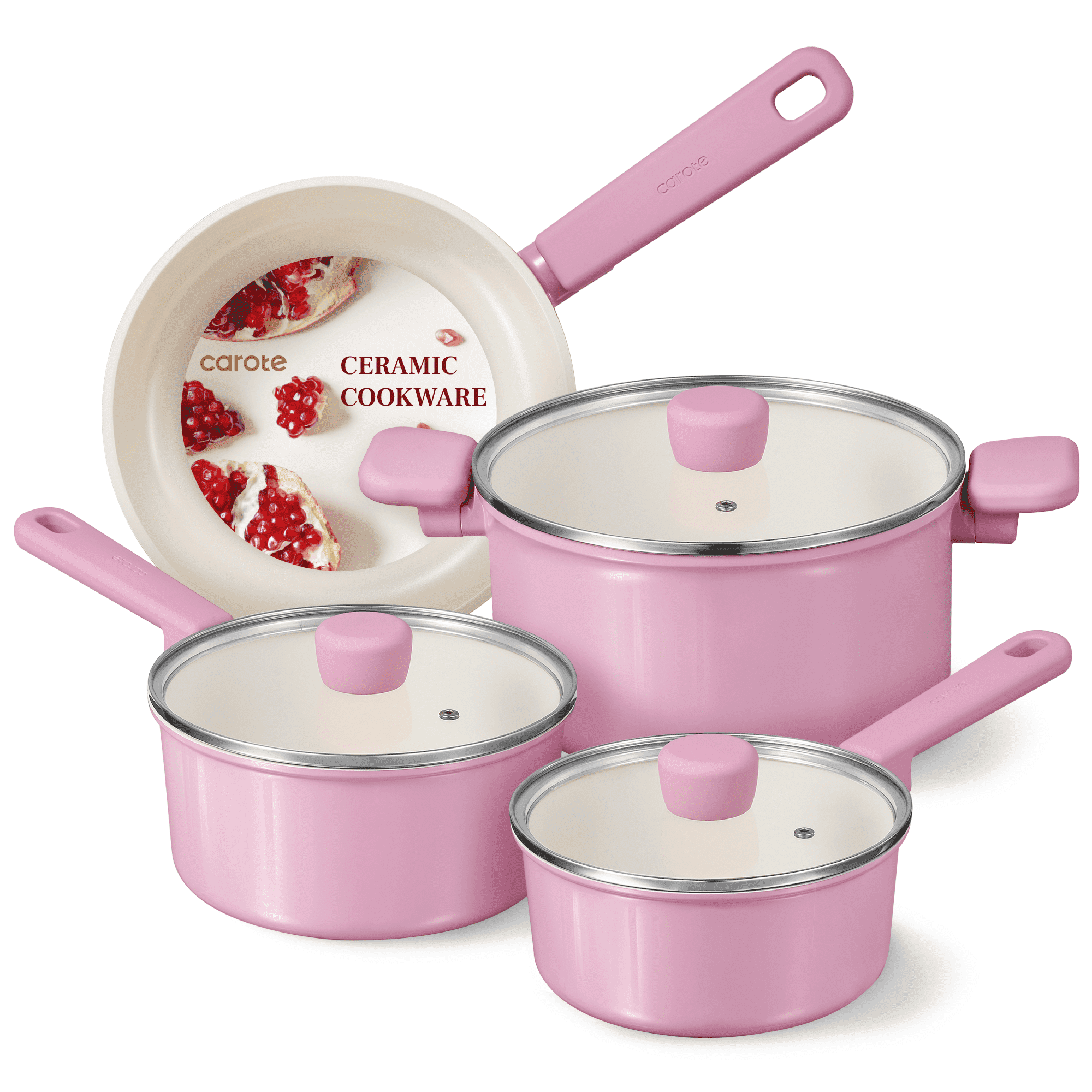 Walmart promo code:  Carote Pink Ceramic Cookware Sets, 7Pcs Natural Nonstick Pots and Pans, Non Toxic Induction Cookware