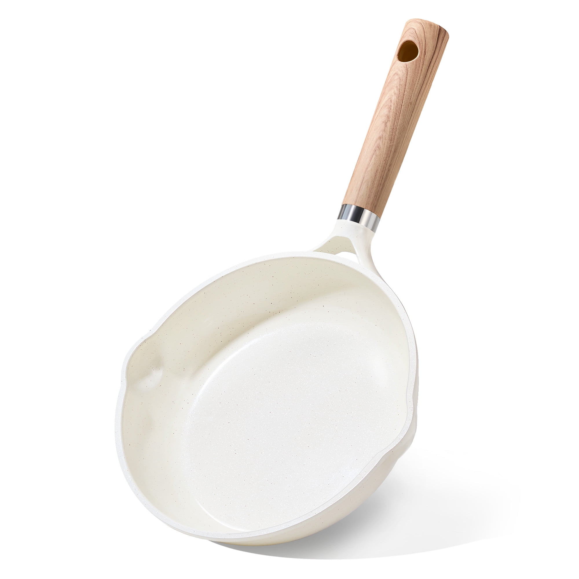 Carote Ceramic Nonstick Frying Pan 8" Skillet with Induction, Egg Omelet Pan Compatible for All Stoves, Bon Appetit, White Granite