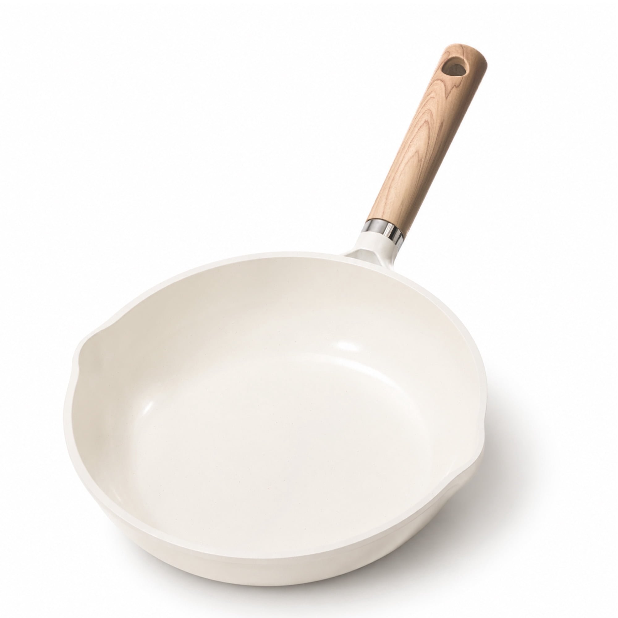 Carote Ceramic Nonstick Frying Pan 9.5" Skillet with Induction, Egg Omelet Pan Compatible for All Stoves, Bon Appetit, White Granite