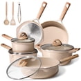 thumbnail interactive-video image 1 of Carote Ceramic Nonstick Pots and Pans Set, 13 Pieces Non-Toxic Kitchen Cookware Sets Compatible for All Stoves, Taupe, 1 of 9