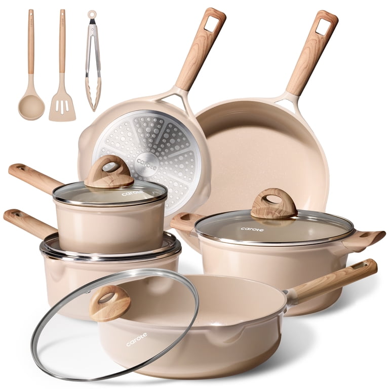 Carote Ceramic Nonstick Pots and Pans Set, 13 Pieces Non-Toxic