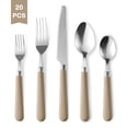 thumbnail image 1 of Carote 20-Piece Stainless Steel Flatware Set Service for 4,Silverware Set with Khaki Handle, Mirror Polished, Dishwasher Safe, 1 of 4