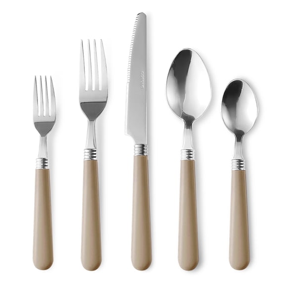 Carote 20-Piece Stainless Steel Flatware Set Service for 4,Silverware Set with Modern Handle, Mirror Polished, Dishwasher Safe