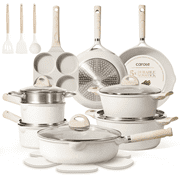 Carote Non Stick Pots and Pans Set, 21 Pcs Induction Kitchen Cookware Sets Beige Granite