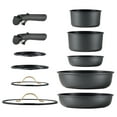 thumbnail image 1 of Carote 11-Piece Pots and Pans Set, Nonstick Cookware Set with Detachable Handles, Dishwasher/Oven Safe, Matte Black, 1 of 8