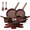 thumbnail image 1 of Carote 14-Piece Pots and Pans Set, Ceramic Nonstick Cookware Set with Utensils,Induction Compatible, Burgundy, 1 of 8