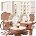 thumbnail image 1 of CAROTE 39-Pieces Ceramic Cookware Set, Nonstick Pots and Pans with Floral Detachable Handles, Induction Compatible, Diswasher Safe, Brown, 1 of 9