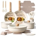 thumbnail image 1 of CAROTE 24-Piece Nonstick Cookware Set, Pots and Pans Set with Detachable Handle, Induction Compatible, Oven & Dishwasher Safe, White, 1 of 8