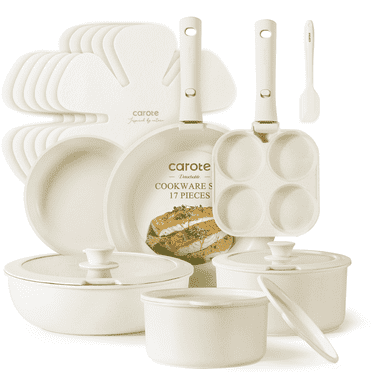 Carote Nonstick Cookware Sets, Granite Non Stick Pots and Pans Set with Removable Handle, 17 Pcs