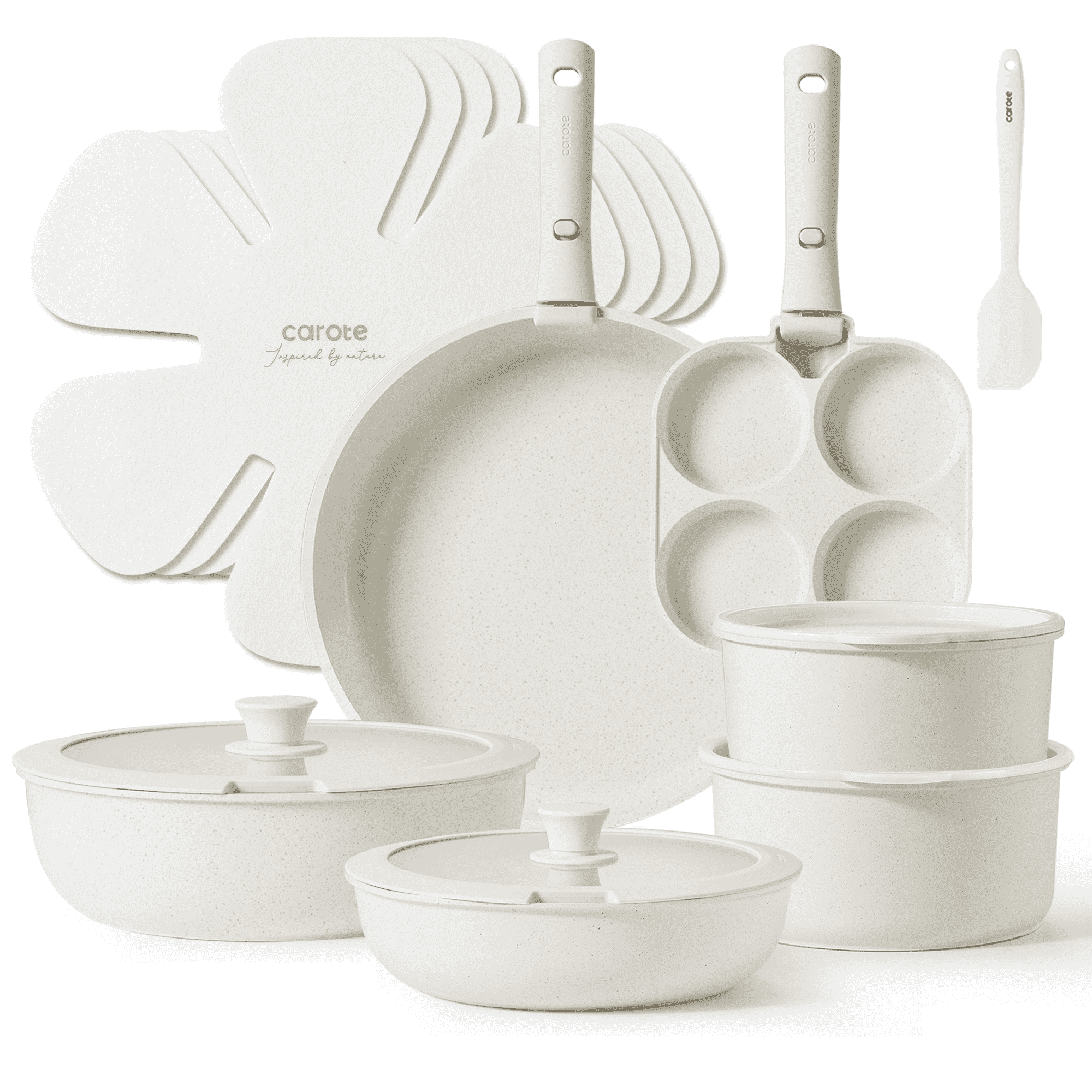 Carote Nonstick Cookware Sets, 17 Pcs Granite Non 