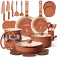 thumbnail image 1 of CAROTE 33-Pieces Ceramic Cookware Set, Nonstick Pots and Pans with Detachable Handles and Lids, Induction Compatible, Diswasher Safe, Orange, 1 of 8