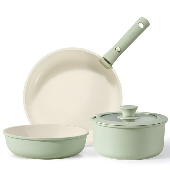 Carote 5 Pcs Pots and Pans Nonstick, Cookware Set with Detachable Handles, Oven Safe, Induction Ready, Stackable Kitchen Cooking Set, Green
