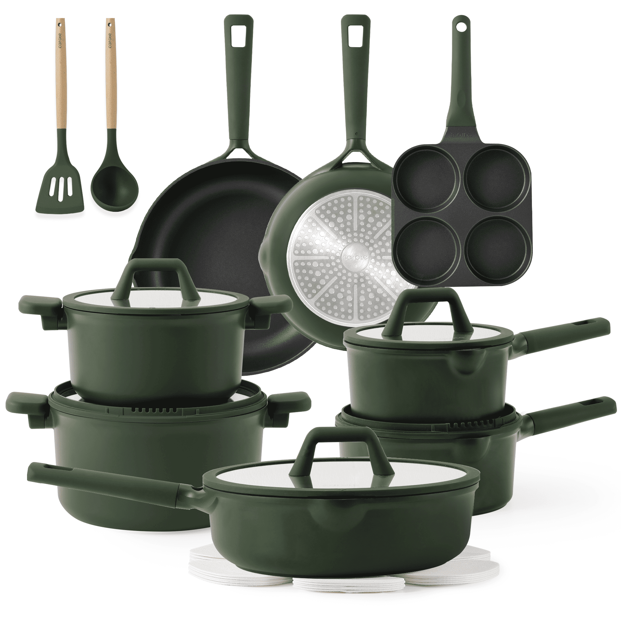 Carote 13 Pcs Nonstick Cookware Sets, Non Stick Pots and Pans Set, Induction Cookware, Taupe