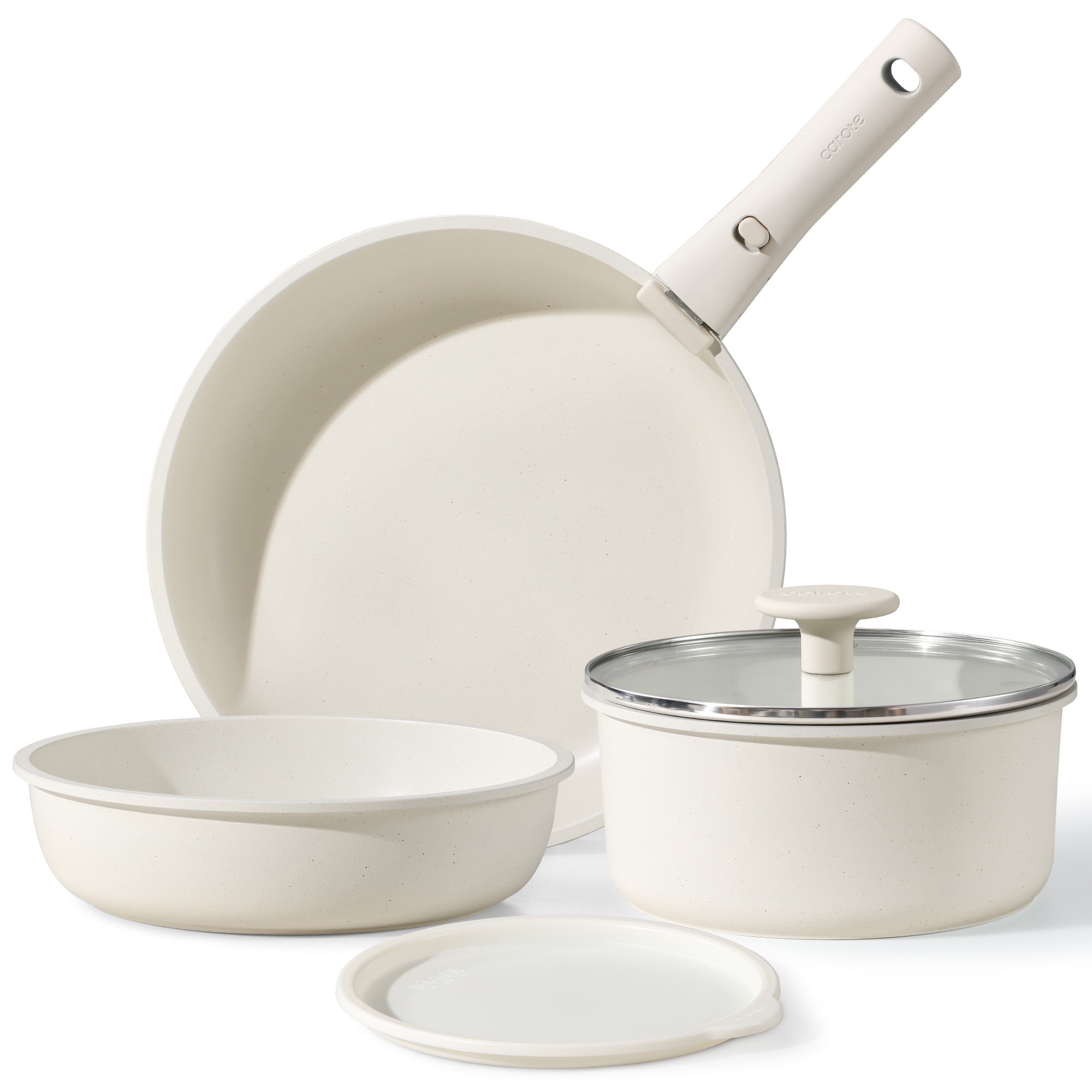 Carote 5-Pcs Granite Nonstick Cookware Set, Detachable Handle, Oven Safe