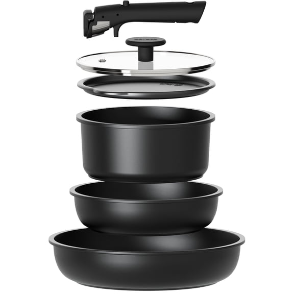 Open Box Carote Nonstick Detachable Pots and Pans Set, 6 Pieces Induction Cookware Set, Oven/Dishwasher Safe, Easy for Storage, Black