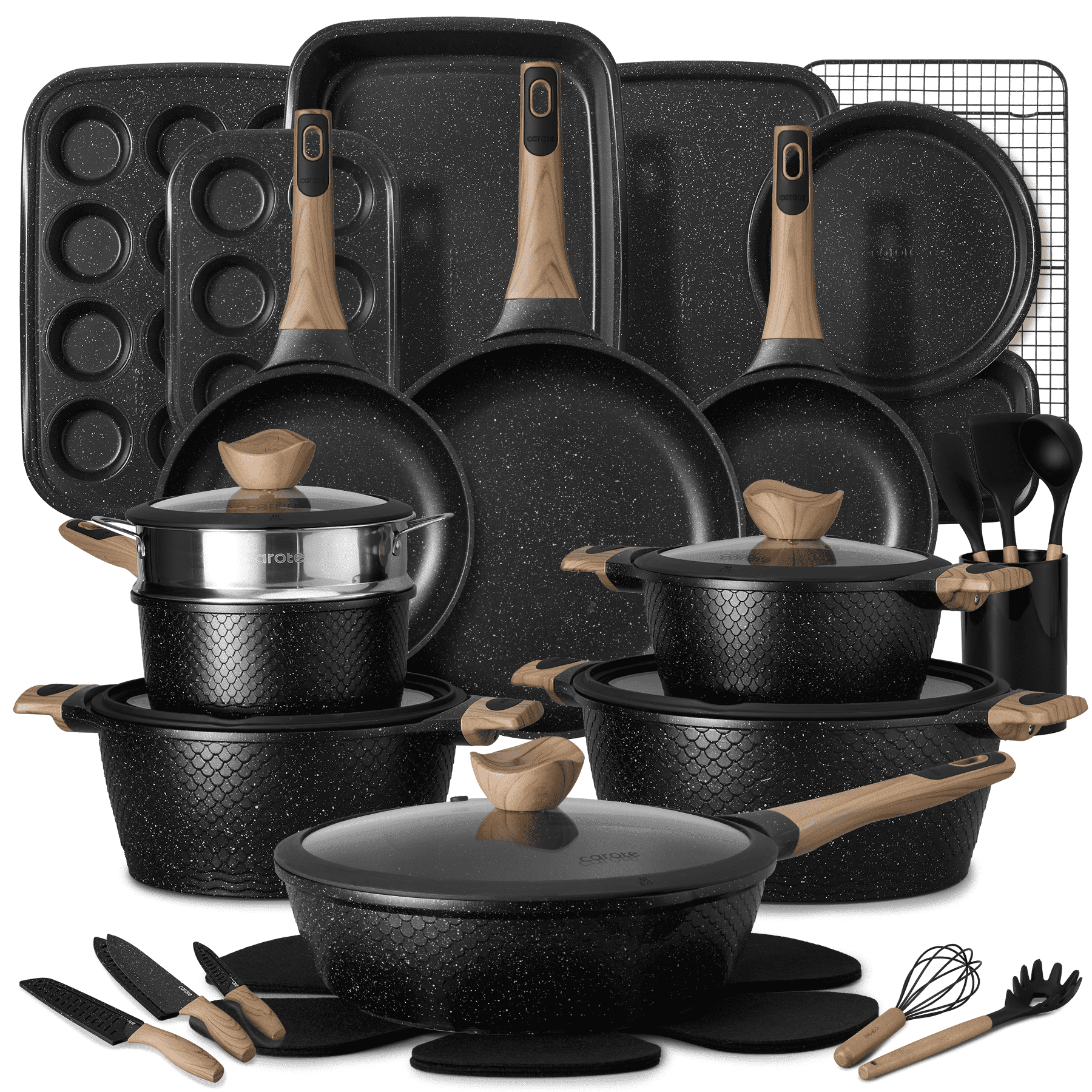 Carote Nonstick Pots And Pans Set 11 Pcs Induction Kitchen Cookware Sets Black Granite: What Shoppers Should Know
