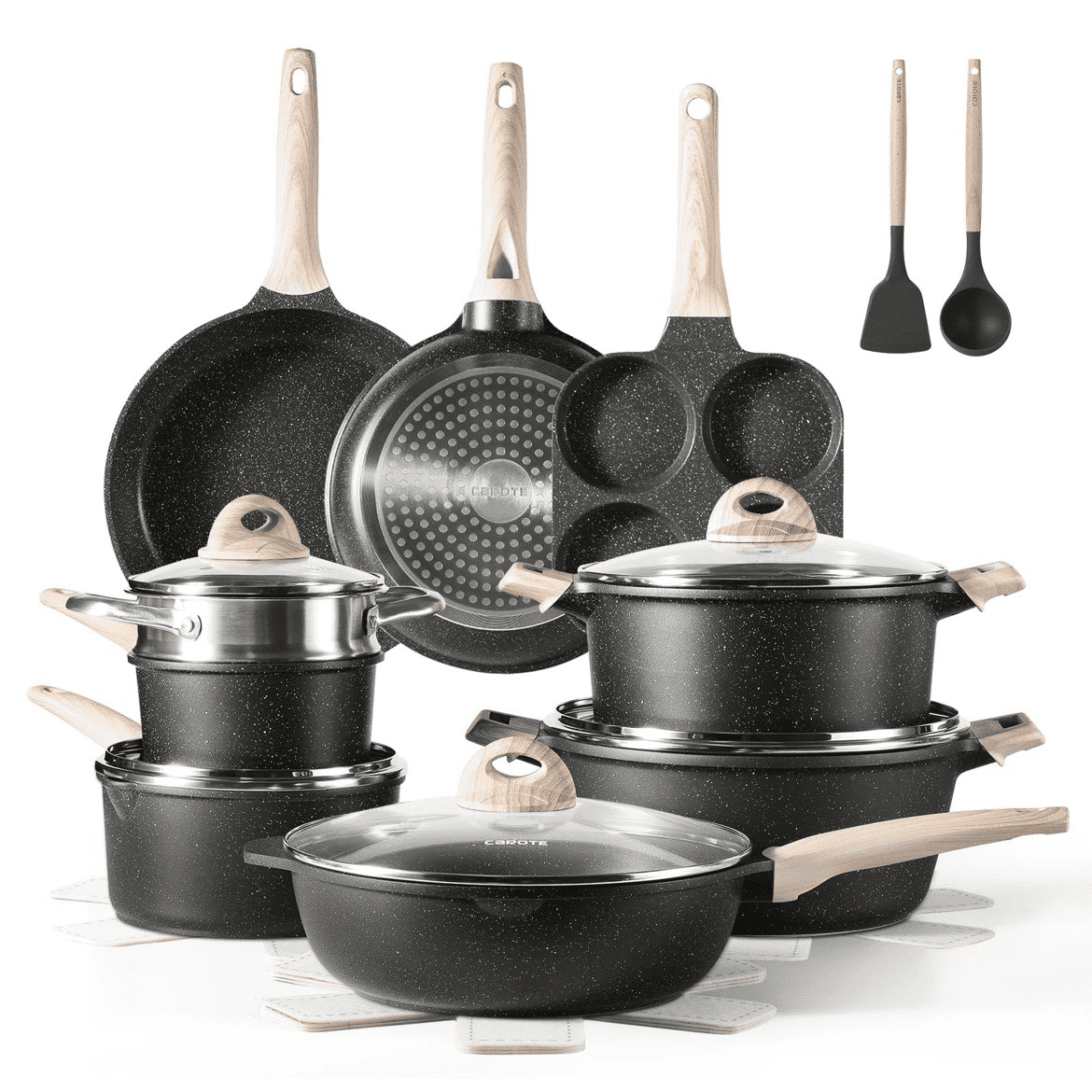 Carote 22 Pcs Nonstick Cookware Set, Large Professional Kitchen Pans ...