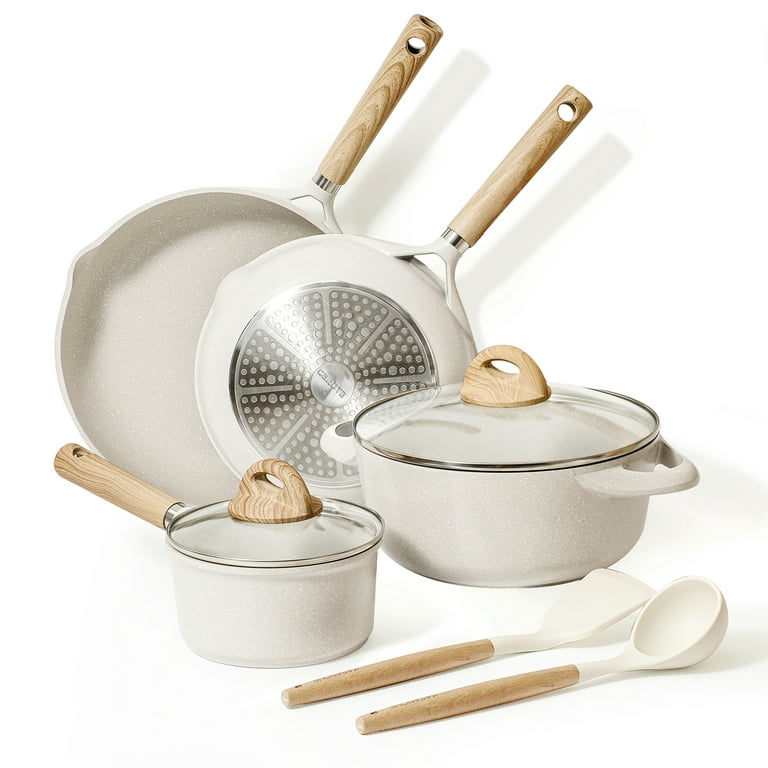 CAROTE Pots and Pans Set, Ceramic Nonstick Cookware Set 5pcs, Kitchen  Cooking Set Nonstick Pots and Pans, Induction Cookware