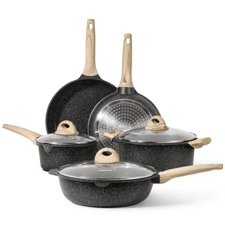 Carote Nonstick Pots and Pans Set, 21 Pcs Induction Kitchen Cookware Sets  (Beige Granite) 