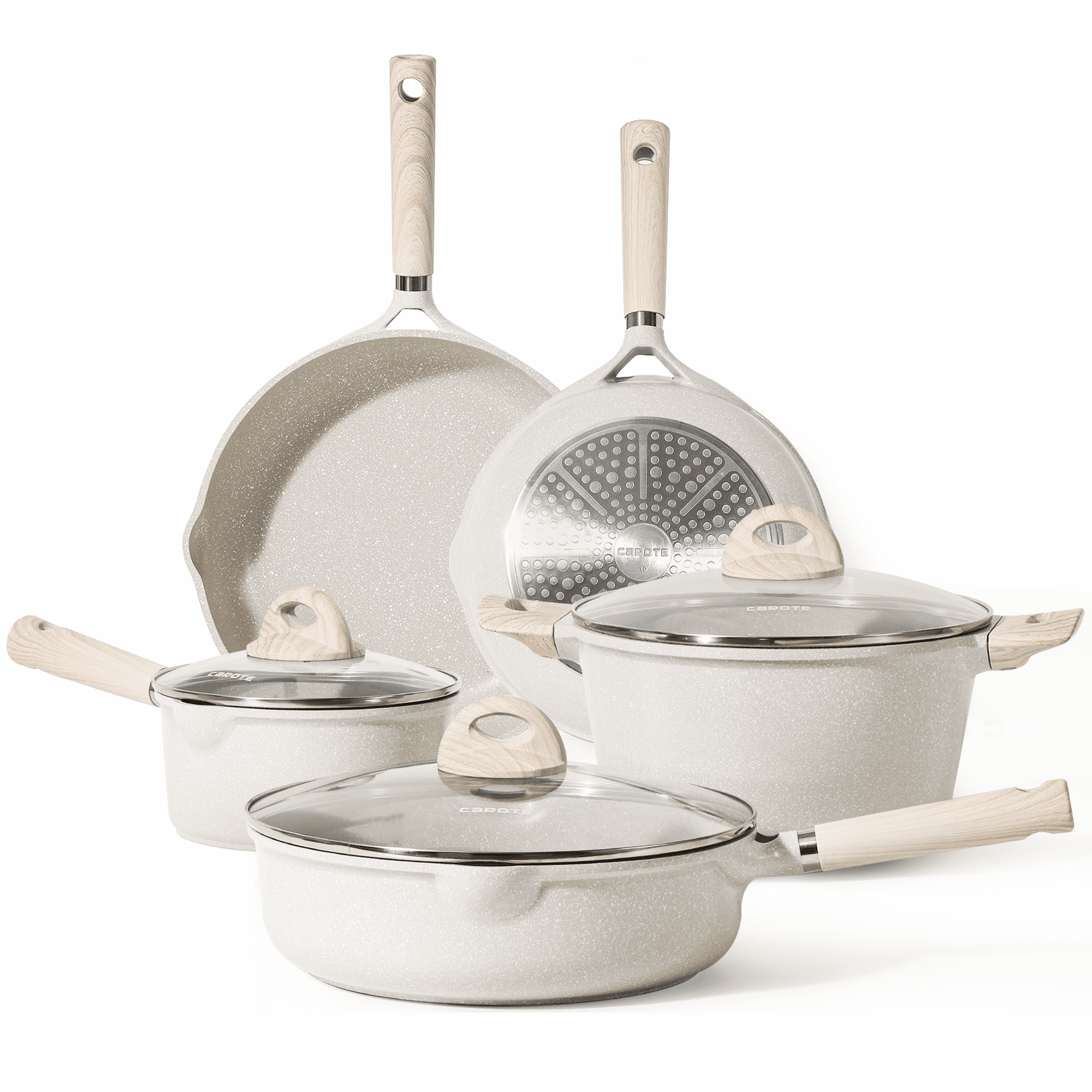 Carote Nonstick Pots and Pans Set, 8 Pcs Non Stick Cookware Set, Induction  Stone