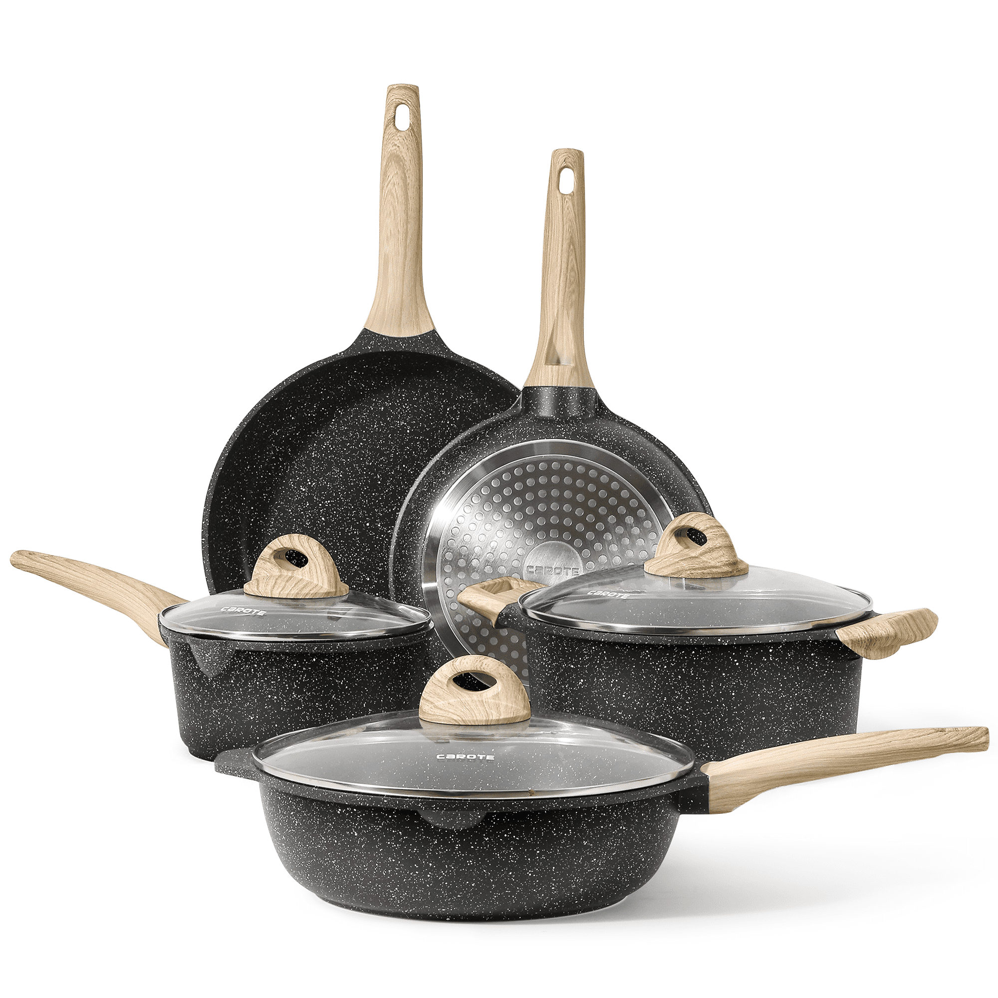 Carote Nonstick Pots and Pans Set, 8 Pcs Induction Kitchen Cookware Sets (Black) - image 1 of 7
