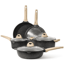 Carote Nonstick Pots and Pans Set, 8 Pcs Induction Kitchen Cookware Sets (Black)