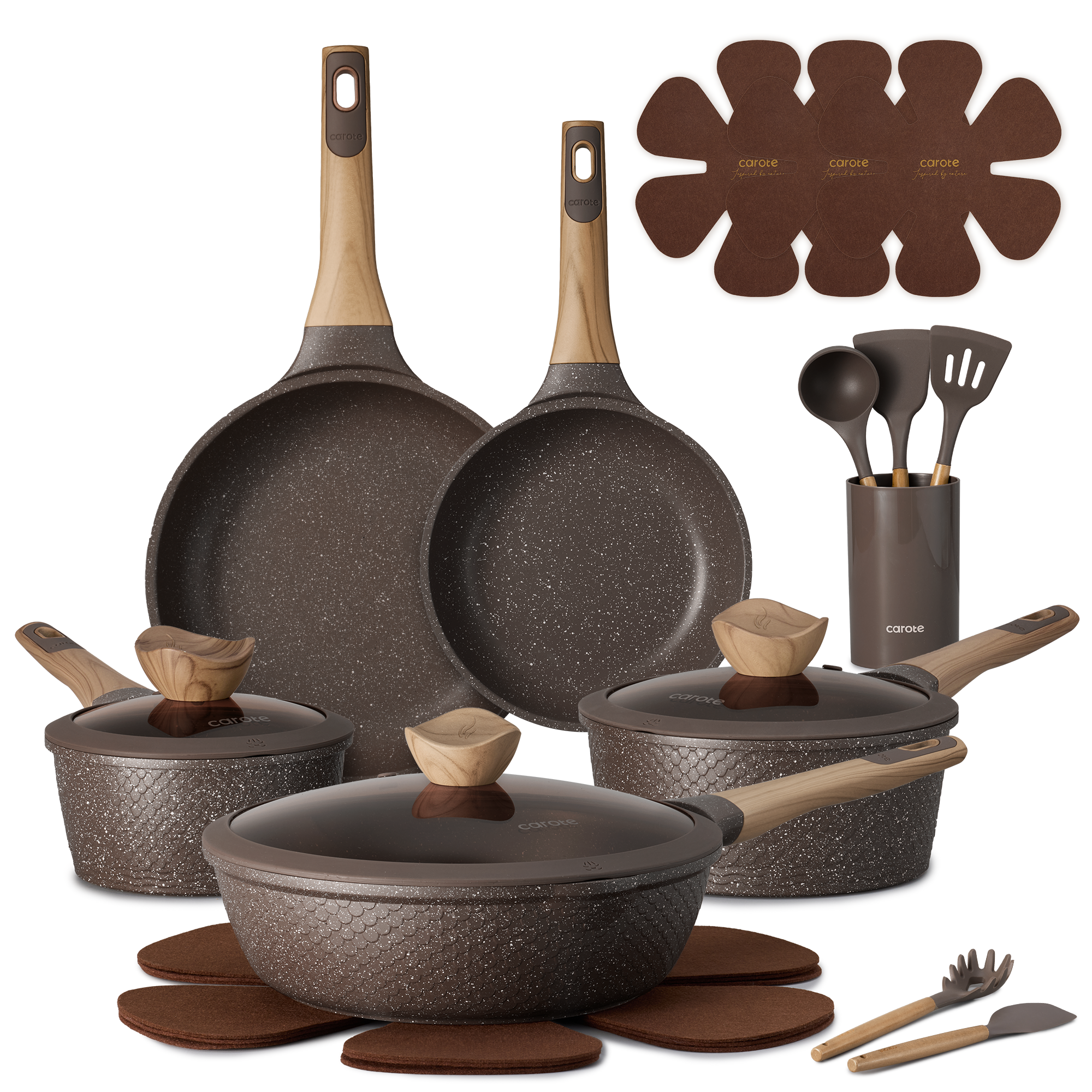 Carote Nonstick Pots And Pans Set 8 Pcs Non Stick Cookware Set Induction Stone Cookware Kitchen Cooking Set Green Granite: What We Checked First