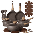 thumbnail image 1 of CAROTE 18-Piece Nonstick Pots and Pans, Granite Cookware Set with Kitchen Utensils, Brown, 1 of 8