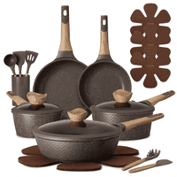 18-Piece Carote Nonstick Cookware Set with Kitchen Utensils (Brown)