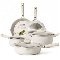 Carote Nonstick Pots and Pans Set, Induction Kitchen Cookware Sets Non Stick, 8 Pcs Beige Granite
