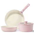 thumbnail image 1 of Carote 5 Pcs Pots and Pans Nonstick, Cookware Set with Detachable Handles, Oven Safe, Induction Ready, Stackable Kitchen Cooking Set, Pink, 1 of 9