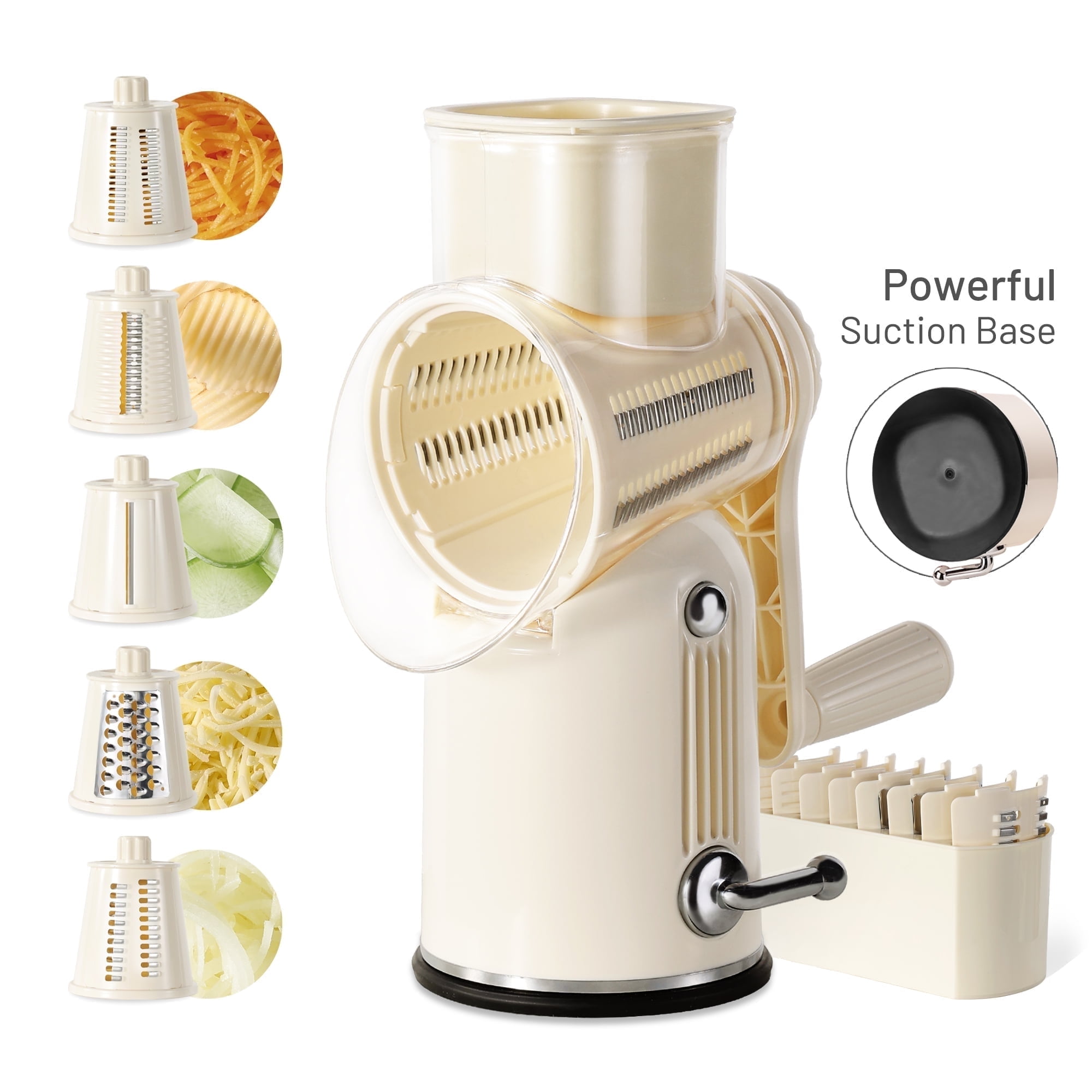 Carote Rotary Cheese Grater with 5 Blades, Kitchen Grater Vegetable Slicer, Strong Suction - Walmart.com