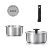 Carote 4 Pcs Stainless Steel Saucepan Set, Sauce Pans with Detachable Handle, Oven Safe, Induction Ready, Stackable Cookware, Kitchen Cooking Set