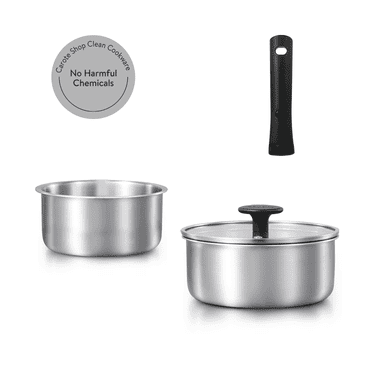 Carote 4 Pcs Stainless Steel Saucepan Set, Sauce Pans with Detachable Handle, Oven Safe, Induction Ready, Stackable Cookware, Kitchen Cooking Set