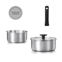 Carote 4 Pcs Stainless Steel Saucepan Set, Sauce Pans with Detachable Handle, Oven Safe, Induction Ready, Stackable Cookware, Kitchen Cooking Set