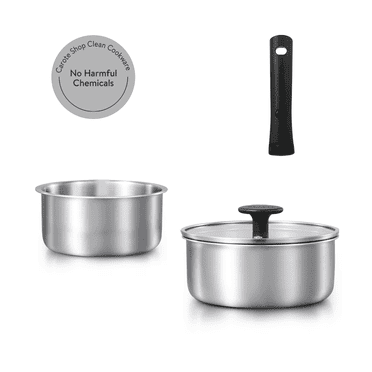 Carote 4 Pcs Stainless Steel Saucepan Set, Sauce Pans with Detachable Handle, Oven Safe, Induction Ready, Stackable Cookware, Kitchen Cooking Set