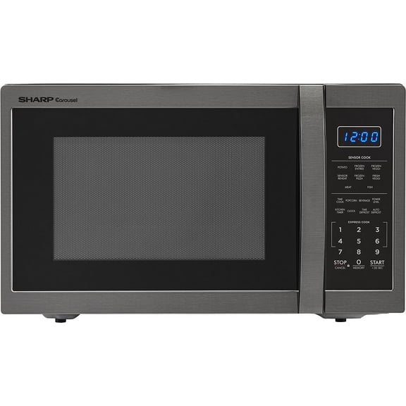 Carousel 1.4 Cu. Ft. Mid-Size Microwave - Black Stainless Steel
