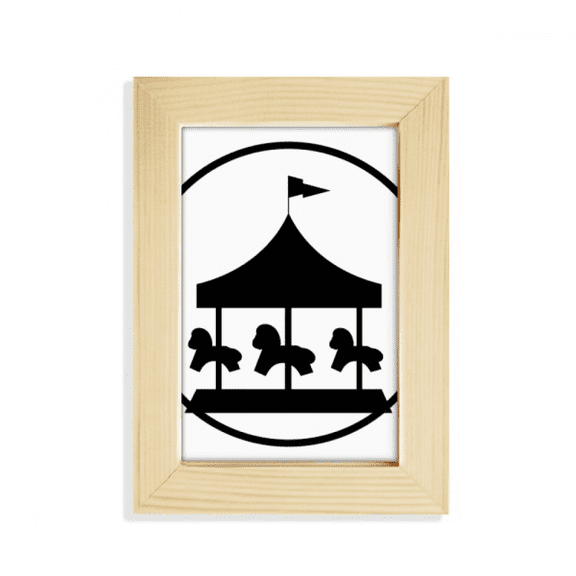 Carousel Amusement Park Black Outline Desktop Display Photo Frame Picture Art Painting 5x7 inch
