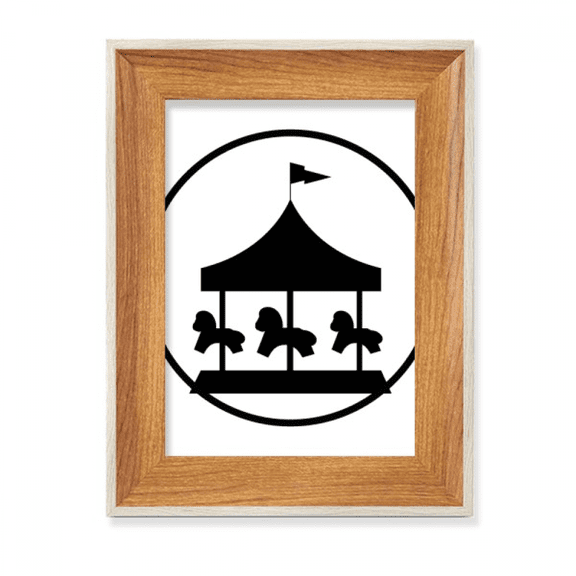 Carousel Amusement Park Black Outline Desktop Wooden Photo Frame Display Picture Art Painting Multiple Sets