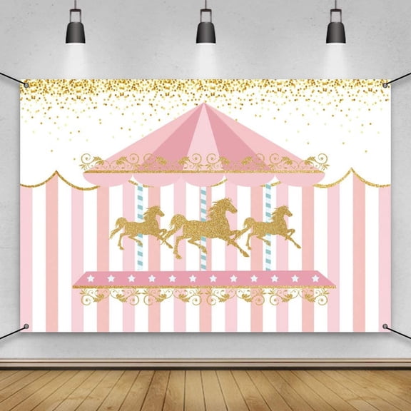 Carousel Banner Backdrop Carousel Party Newborn YouTube Cake Smash 1st Birthday Pink Carousel Baby Shower Carousel Birthday Photography Background Circus Carousel Horse Photo Prop
