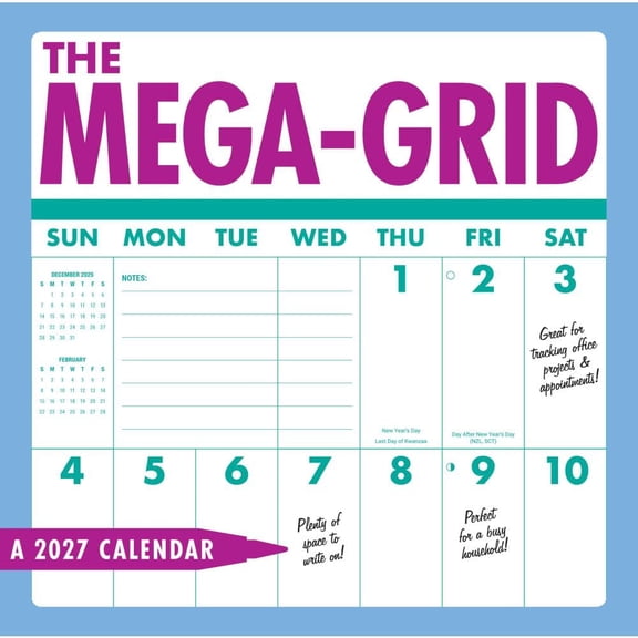 Carousel Calendars, Mega Grid 2027 Wall Calendar