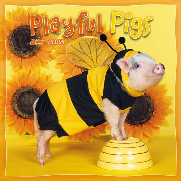Carousel Calendars, Playful Pigs 2026 Wall Calendar, 12'' X 12'', 16-Month Calendar with Stapled Binding