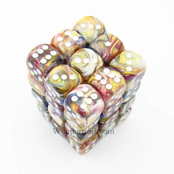 Carousel Festive Dice with White Pips D6 12mm (1/2in) Pack of 36 Chessex